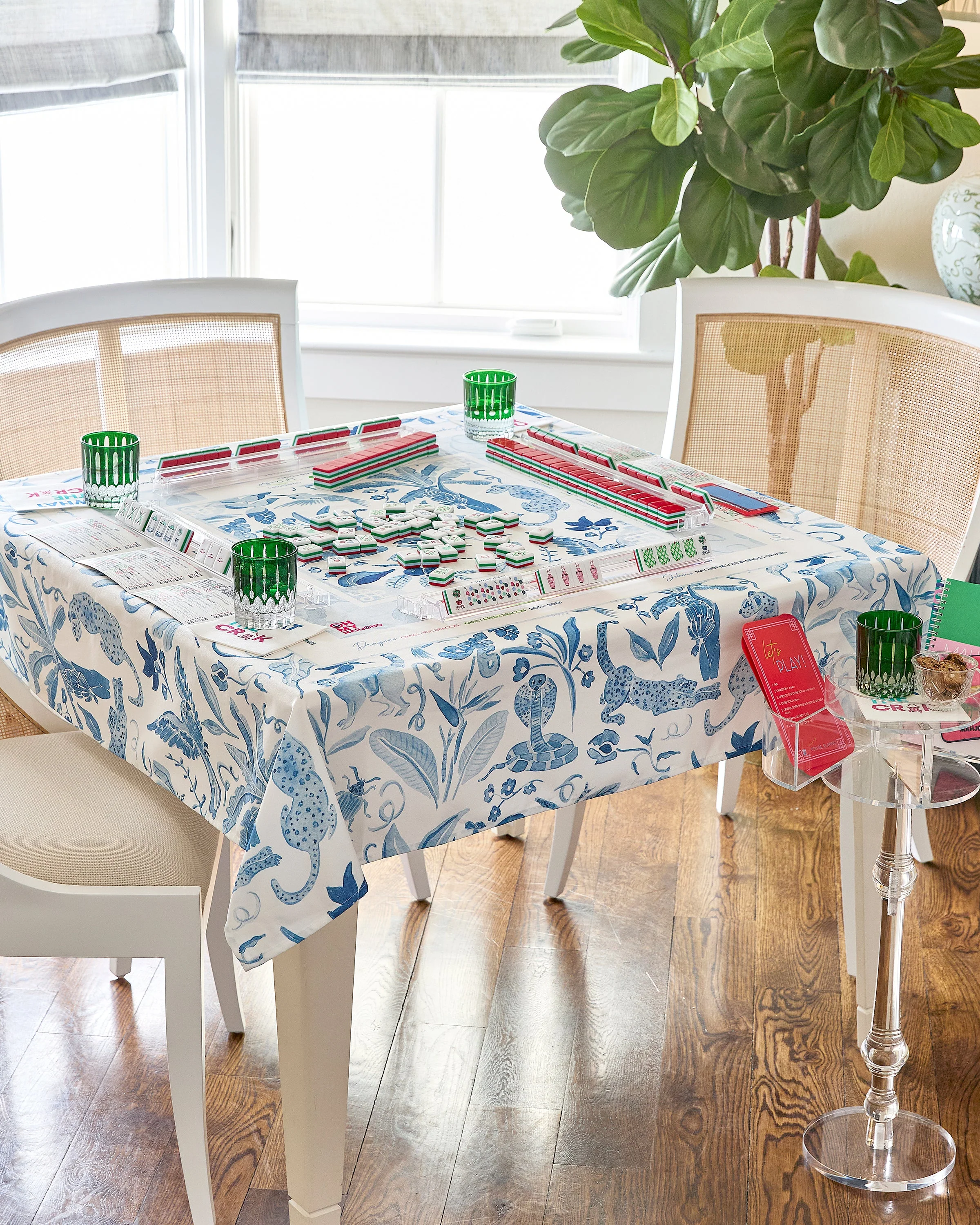Amazon Blue Instructional Mahjong Tablecloth - Image 3