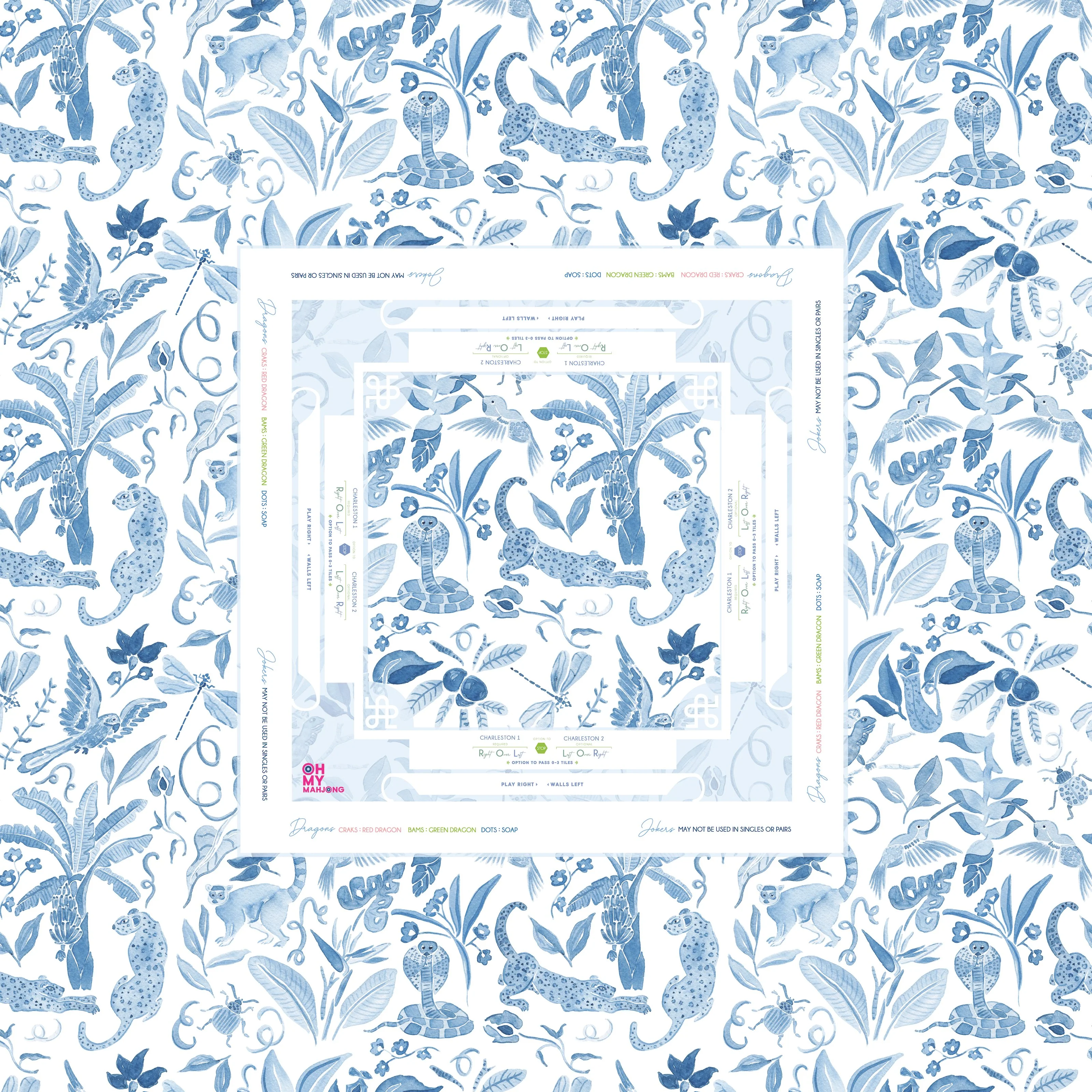 Amazon Blue Instructional Mahjong Tablecloth - Image 6