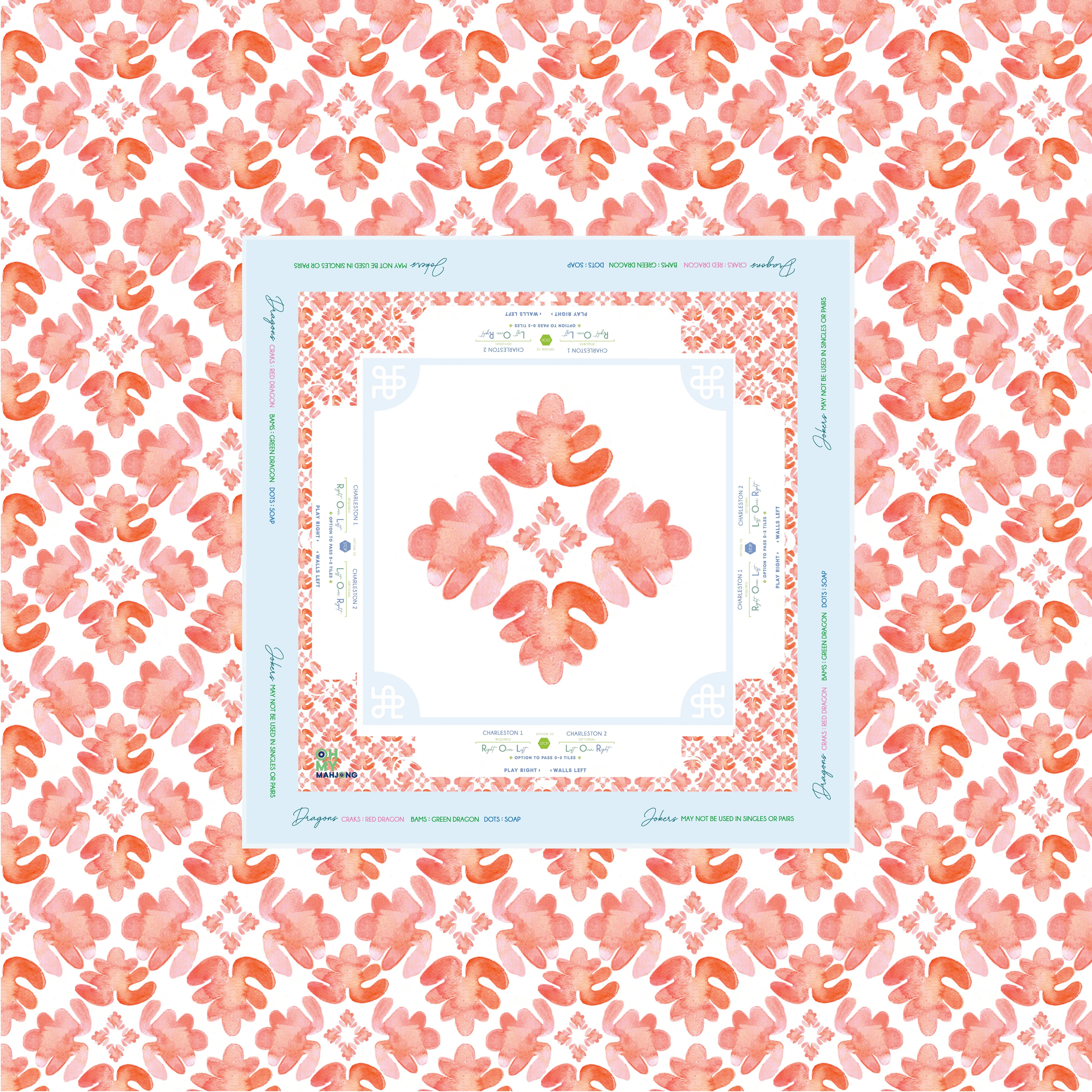 Pop of Poppy Instructional Mahjong Tablecloth - Image 6